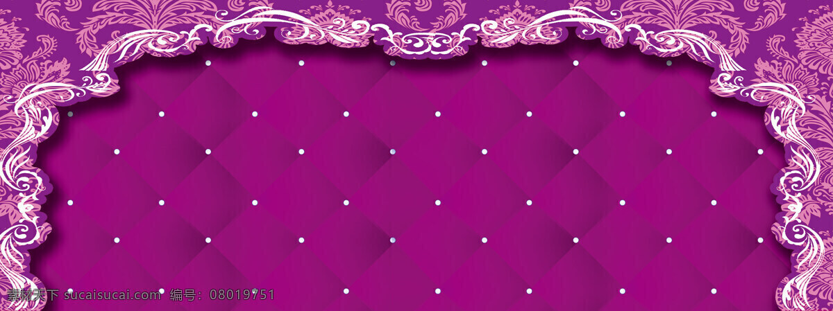 紫色 花纹 软 包 背景 banner 边框 软包 唯美 紫色花纹