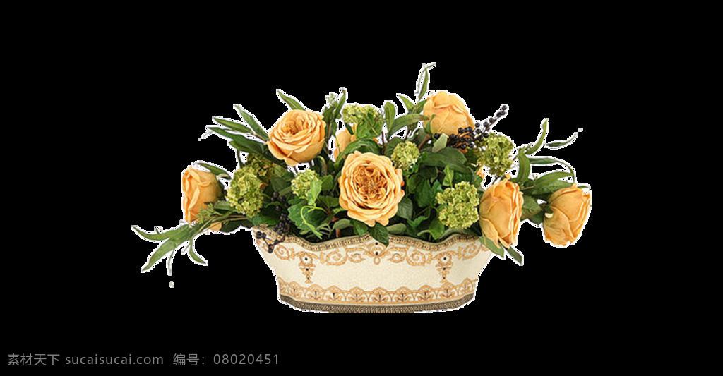 欧式 花篮 花 玫瑰 元素 png元素 摆台 免抠元素 透明元素 装饰