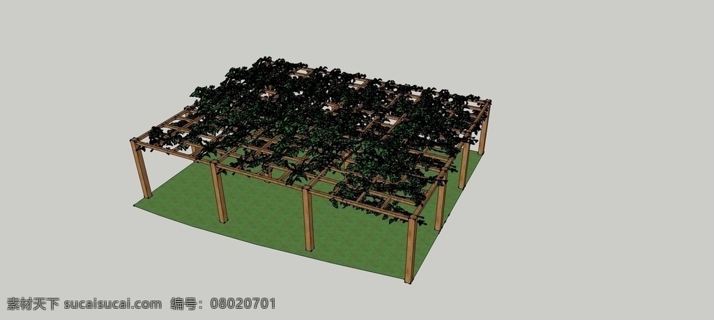葡萄架 木架 绿植架 室外模型 su模型 3d设计 skp