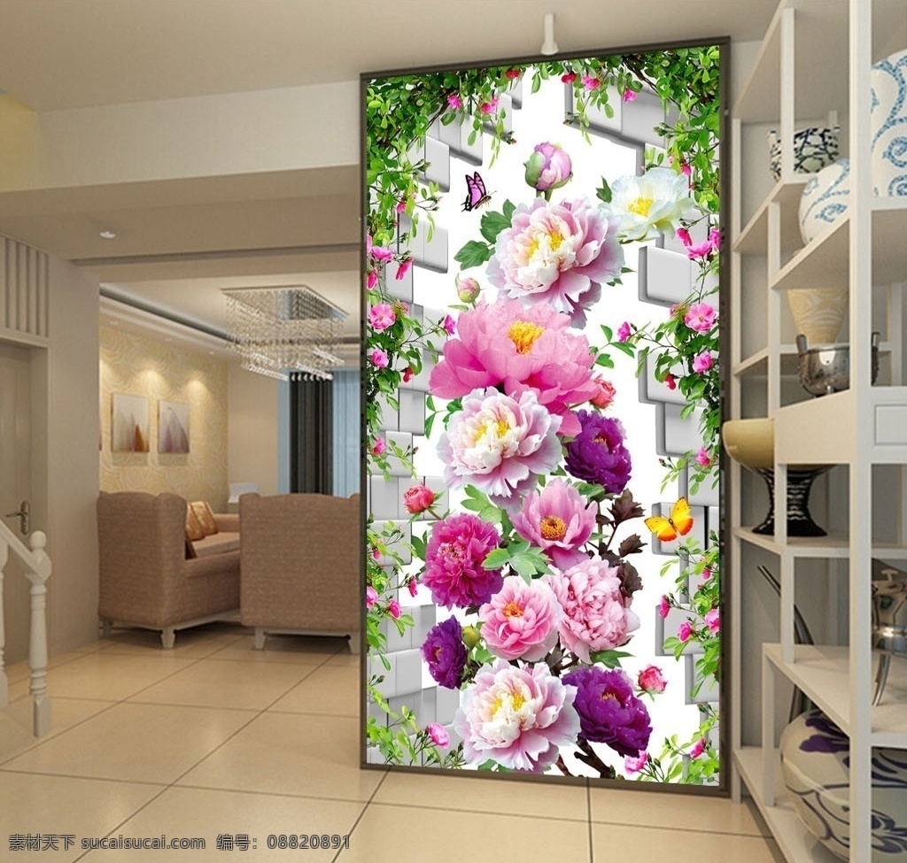 3d 花开 富贵 玄关 中式玄关 古典玄关 3d玄关 立体玄关 玉雕玄关 时尚玄关 过道玄关 背景墙 中式屏风 隔断墙 装饰画 玄关画 移门图 墙画 壁画 文化艺术 绘画书法