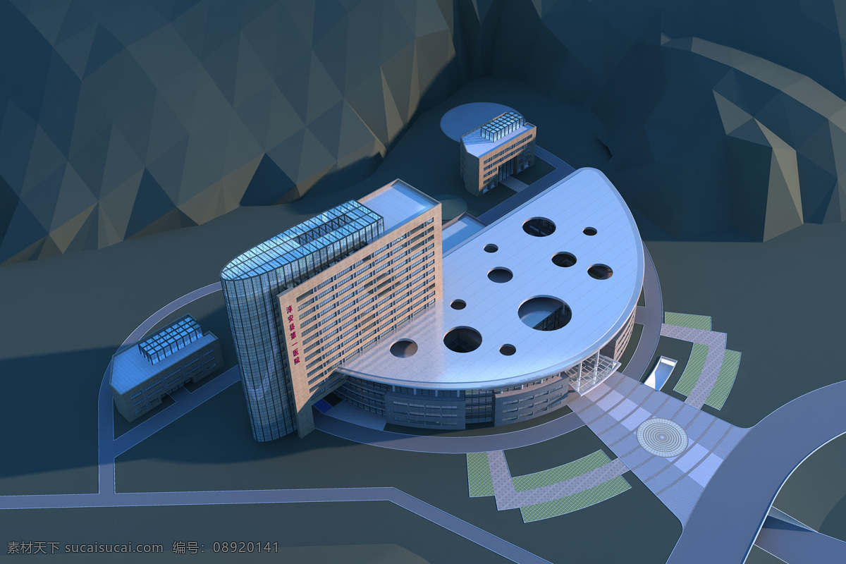 建筑 欣赏 工业生产 建筑表现 建筑设计 鸟瞰图 现代科技 效果图 医院 建筑欣赏 某医院 装饰素材