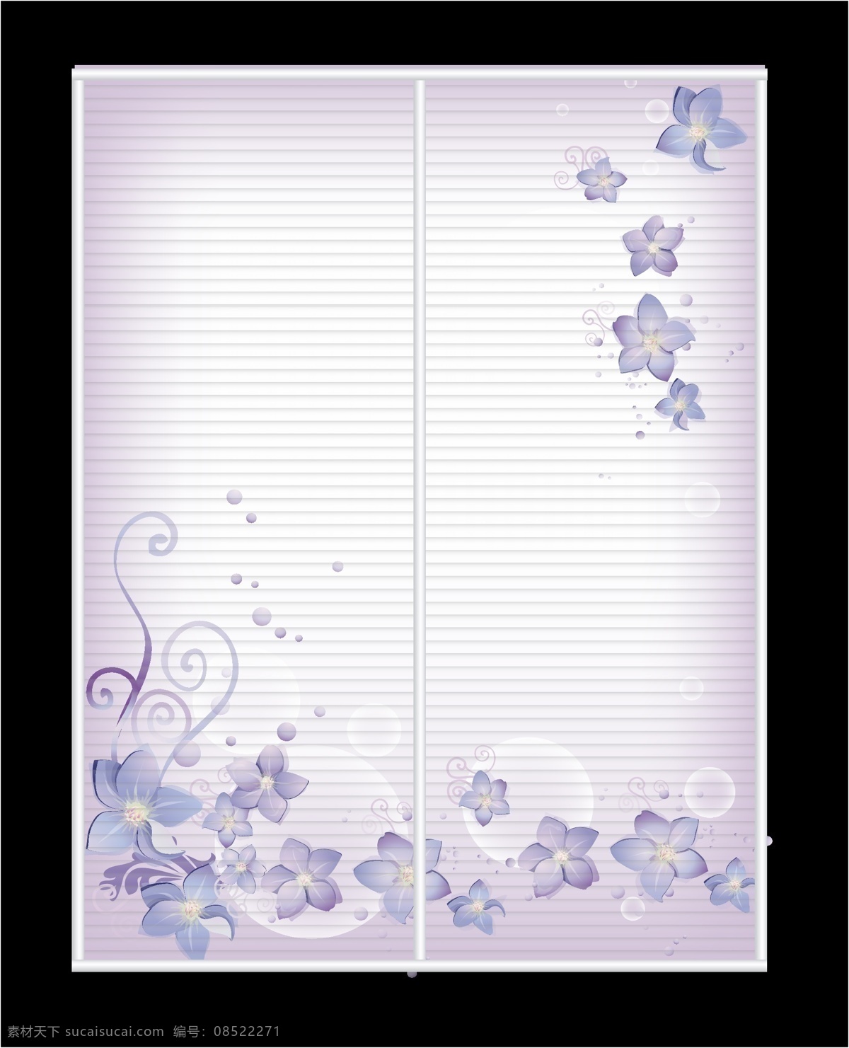 紫色 花 花朵 泡泡 移门 移门图案 紫色花 波浪板 矢量 装饰素材
