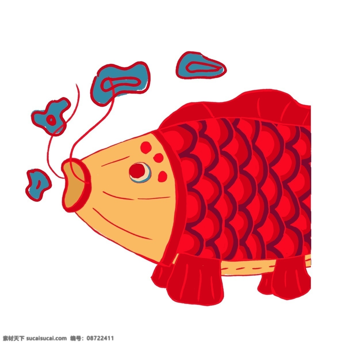 简约 手绘 红 鲤鱼 透明 红鲤鱼 动物 免抠元素 透明素材 装饰元素