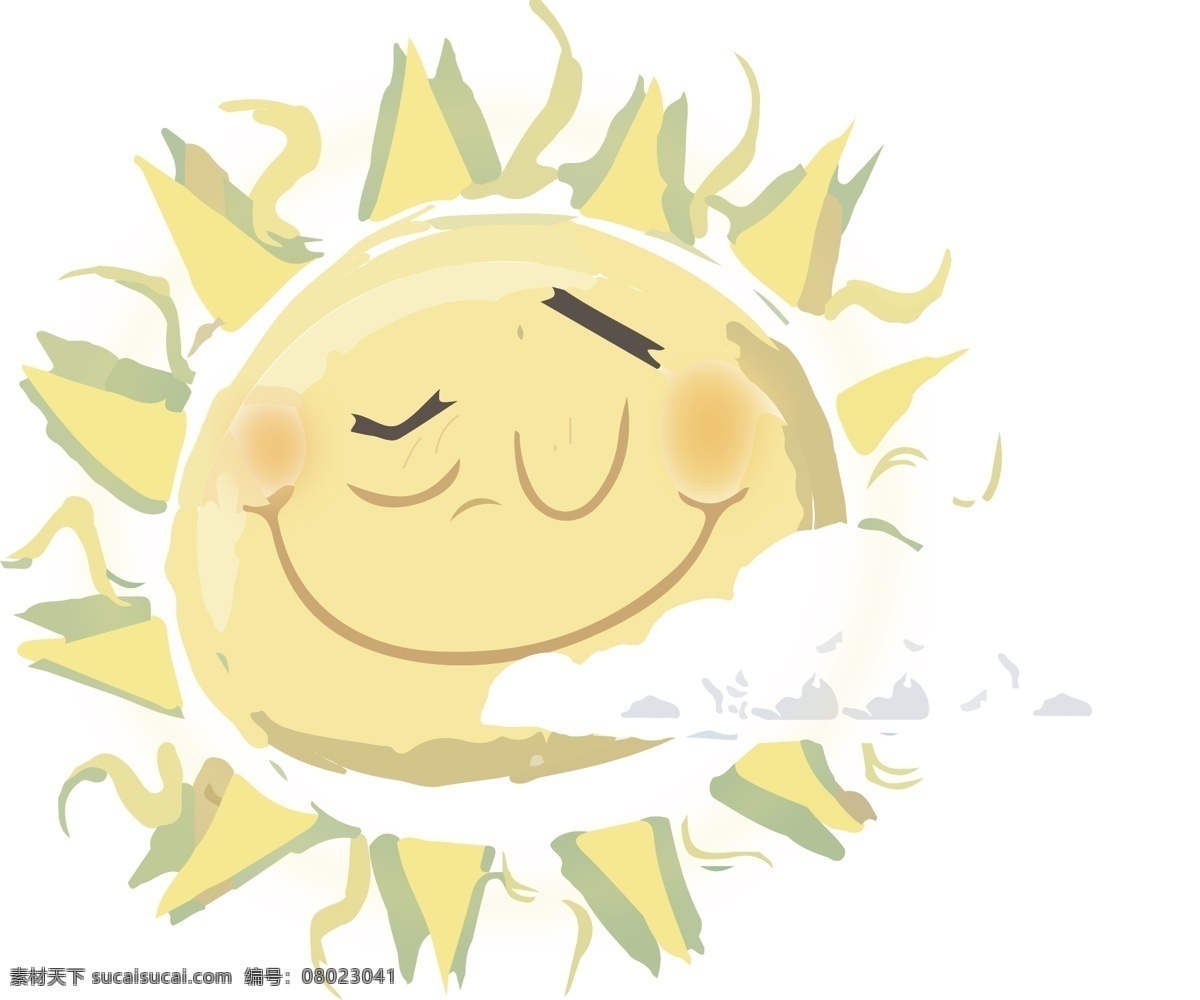手绘 可爱 卡通 太阳 卡通太阳 手绘太阳 太阳元素 云