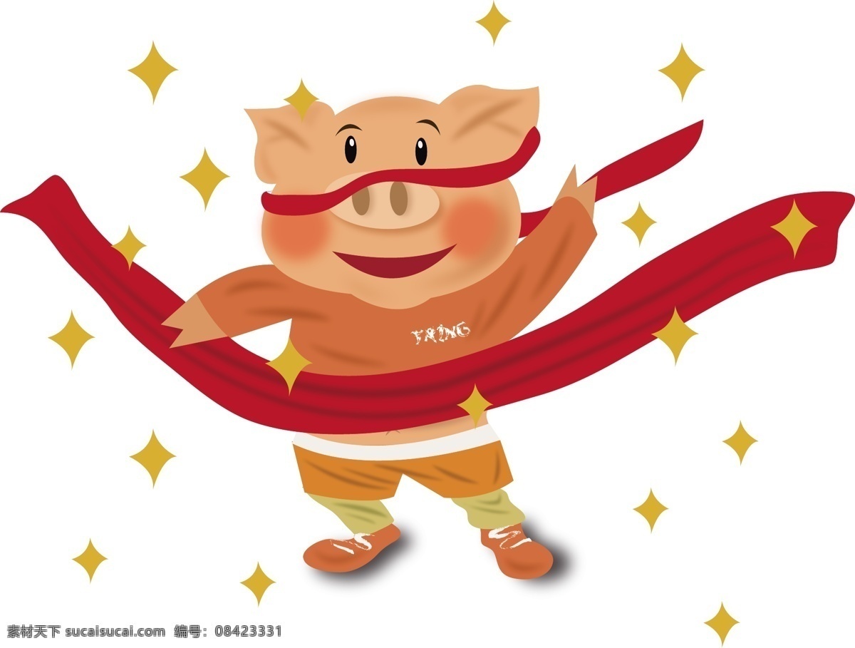 2019 年 猪年 比赛 猪 2019年 猪年大吉 秋冬 过年 喜庆 新年 猪年快乐 可爱的猪 立体猪 第一名 星星 跑步 赛跑 剪刀手