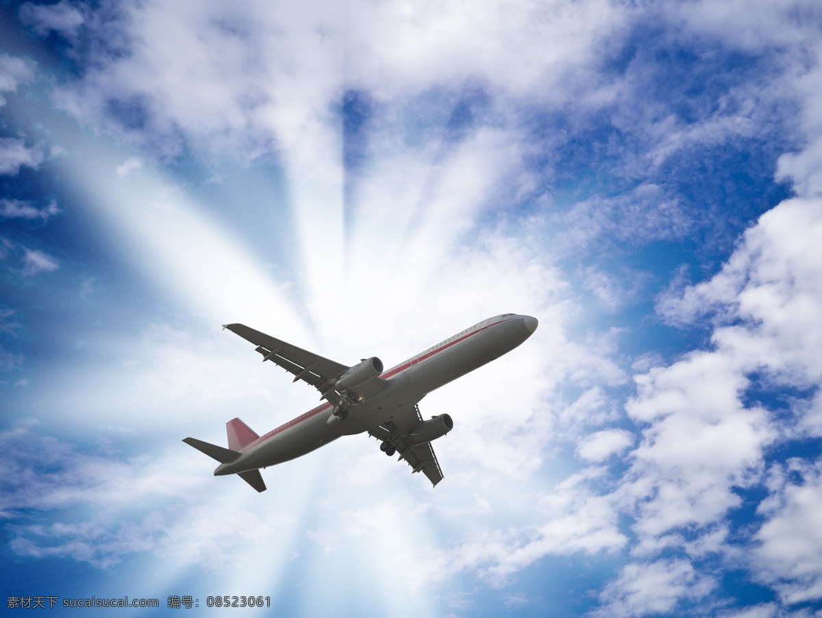 天空 中 飞机 蓝天 白云 客机 航空飞机 交通工具 飞机图片 现代科技