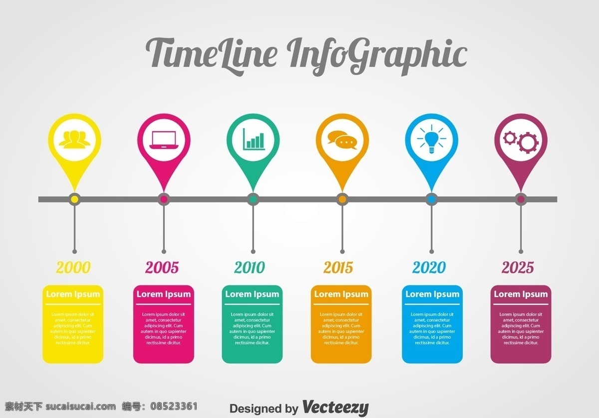 丰富多彩 时间 轴 图表 矢量 时间表 里程碑 模板 办公 展示 年 界面 背景 丰富多彩的