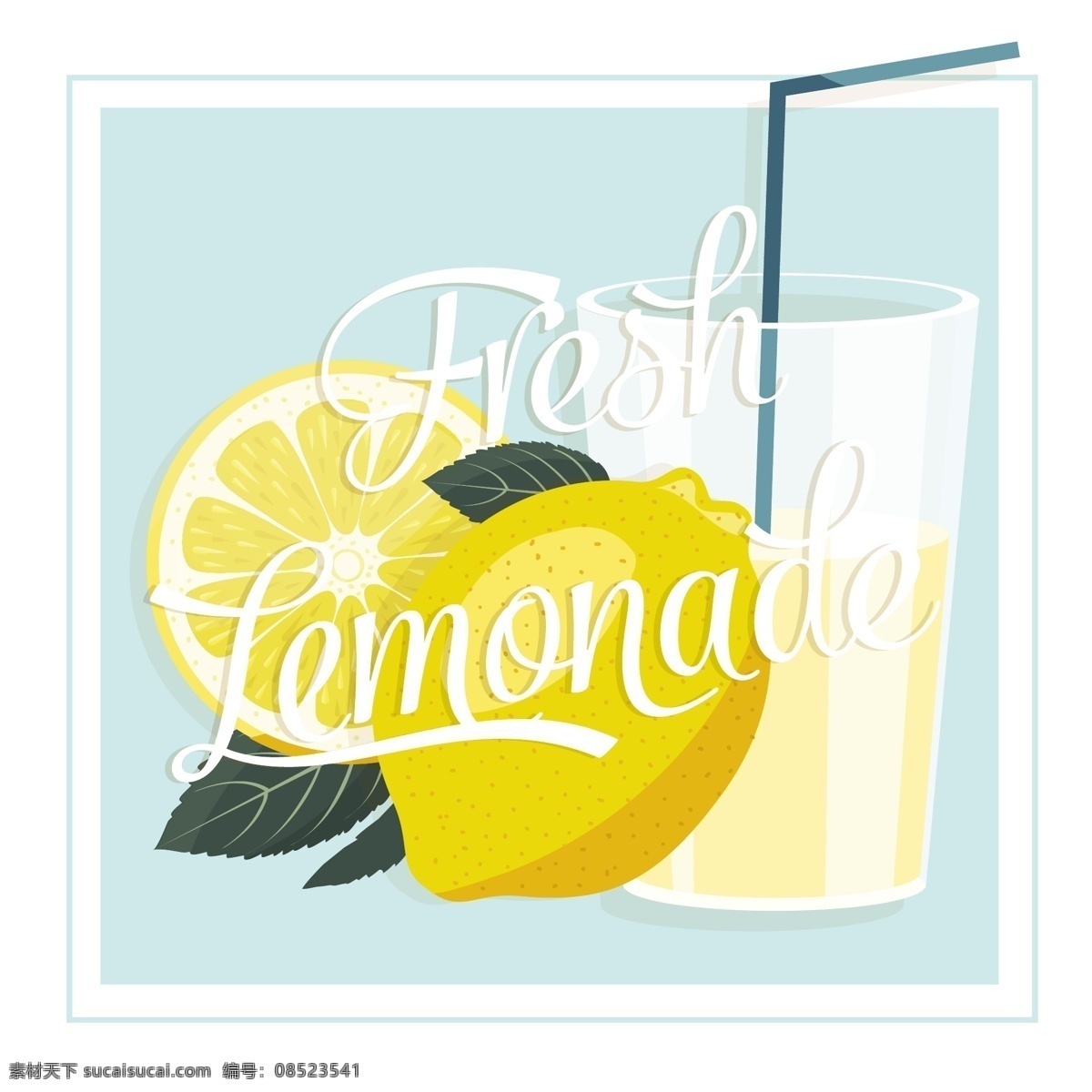 柠檬水的插图 的背景下 党 夏天 海滩 度假 热带果汁 柠檬 新鲜的柠檬水 清新