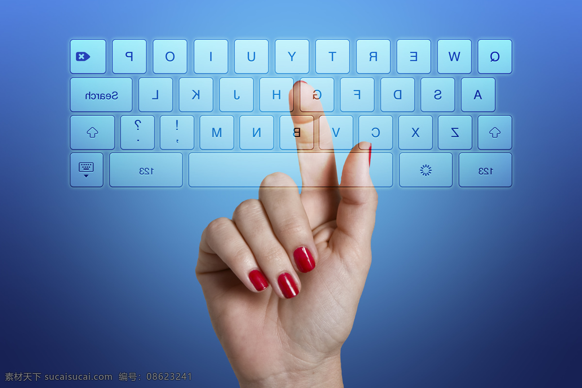 触摸 键盘 手 点击 红色指甲 社交媒体 现代商务 商务科技 通讯网络 现代科技