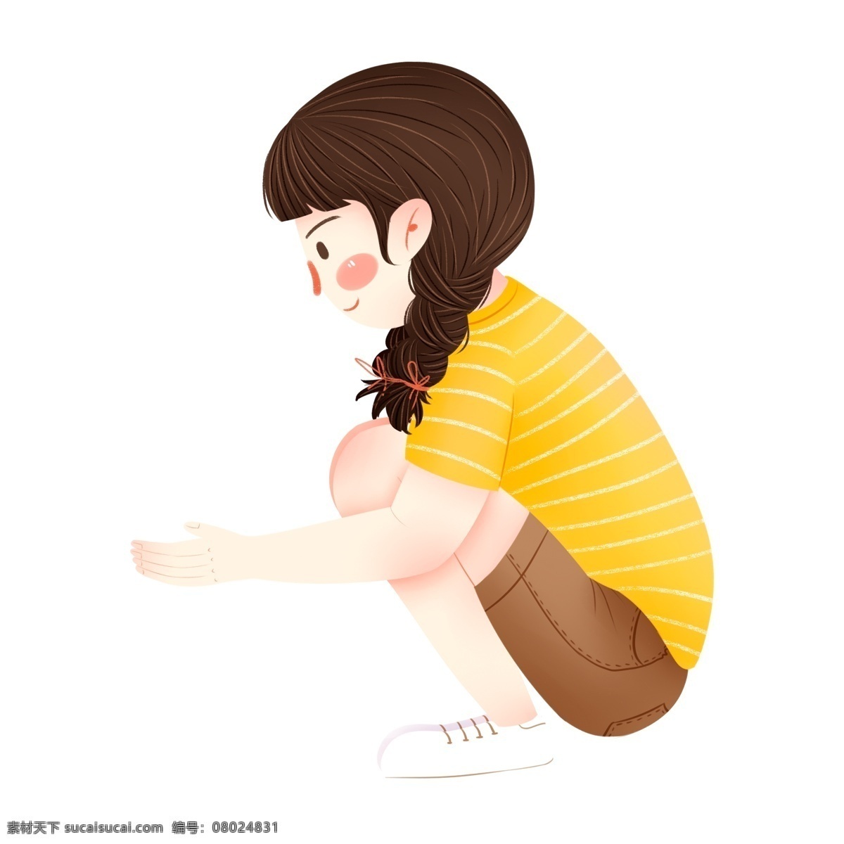 卡通 黄 衣 少女 人物 元素 黄衣少女 手绘 插画 女孩 女生 可爱 人物设计