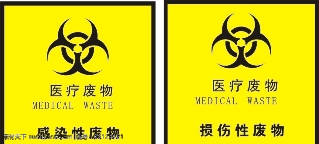 医疗废物标示 损伤性废物 感染性废物 公共标识标志 标识标志图标 矢量