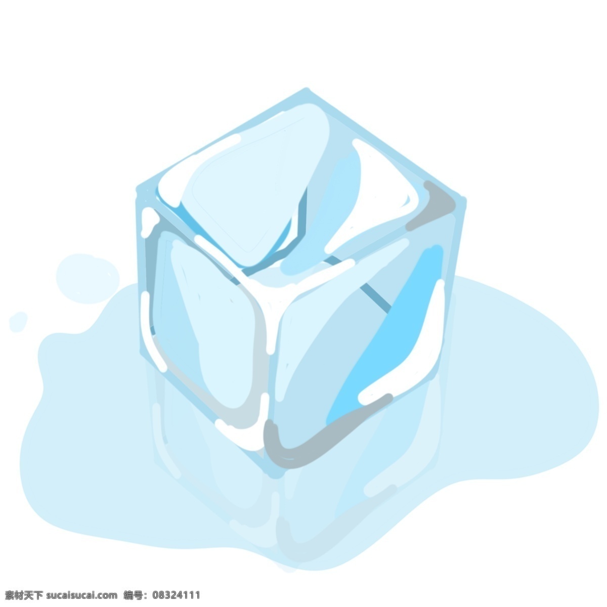 一块 蓝色 冰块 插图 融化的冰块 夏季 清凉冰块 冰 透明冰块 立体冰块 一块冰块 水 立体冰块插图