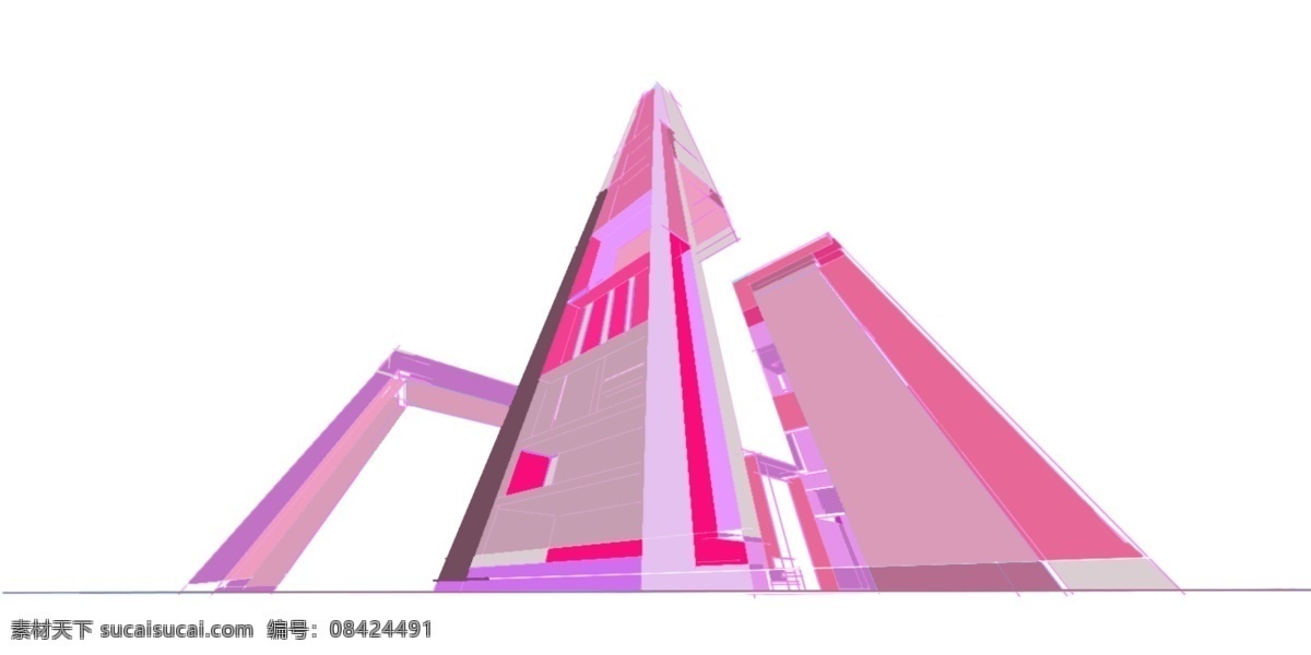 粉色 矢量 建筑 楼房 图 楼宇 透视图 立体 文化艺术 绘画书法