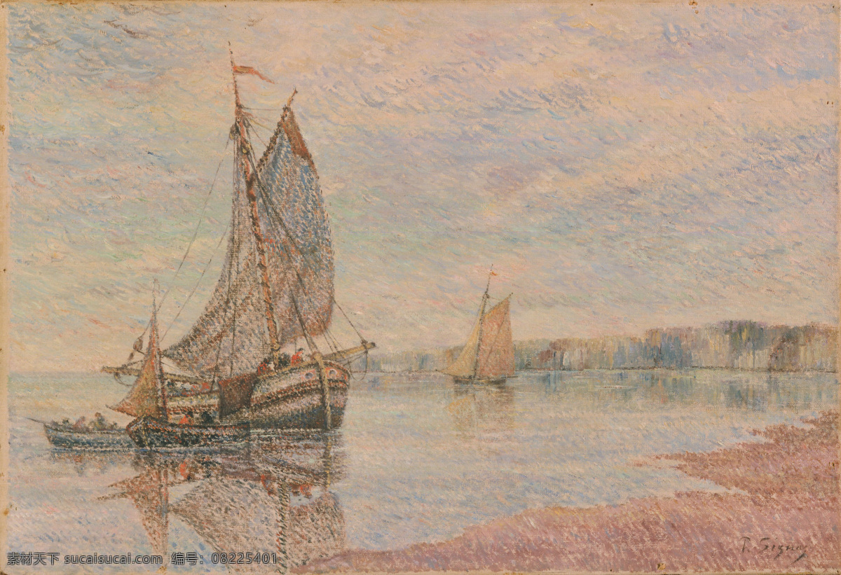 小船 靠岸 高清风景油画 小船靠岸 油画素材下载 油画 小船靠岸油画 装饰素材