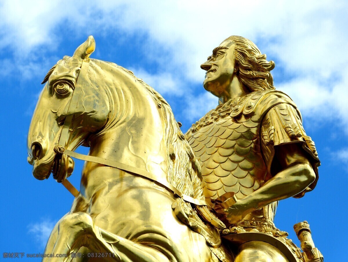 黄金 骑士 纪念碑 黄金骑士 德累斯顿 骑马雕像