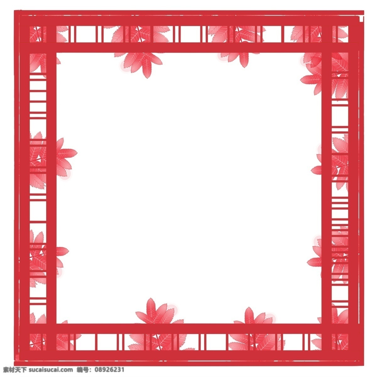 简约 清新 红色 树叶 平面 边框 通用 线条 红色树叶 装饰 纹理 可爱 简洁 无背景 免抠 线框 平面边框