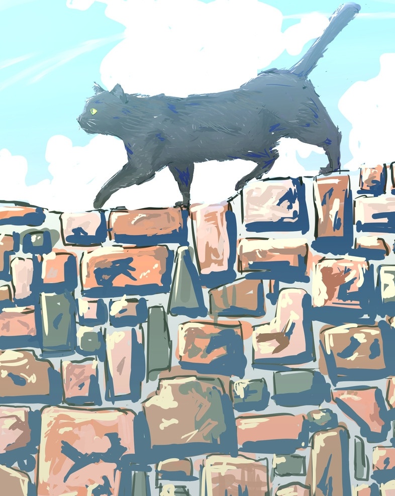 猫咪 小猫咪 手绘猫咪 小猫咪手绘 猫咪手绘 猫咪插画 小猫咪插画 手绘小猫咪 乡村里的小猫 走猫步 悠闲的小猫咪 悠闲的猫咪 黑猫 小黑猫 黑色猫咪 可爱猫咪 萌 可爱小猫咪 可爱猫咪插画 文化艺术 绘画书法