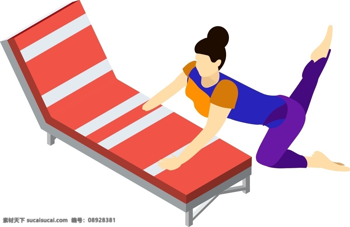 瑜伽 健身 装饰 元素 躺椅 孕妇 手绘 卡通可爱风格 简约风 矢量大方 清新 艺术