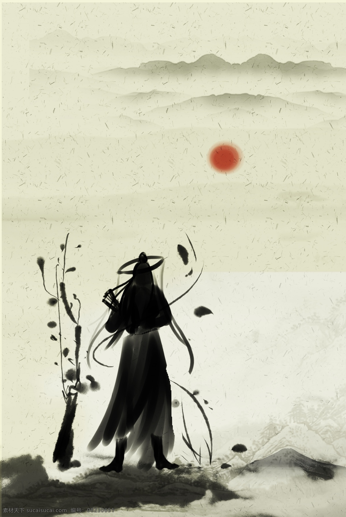 典雅 江湖 水墨 人物 海报 背景 复古 中国风 文艺 清新 质感 纹理 渐变 质朴