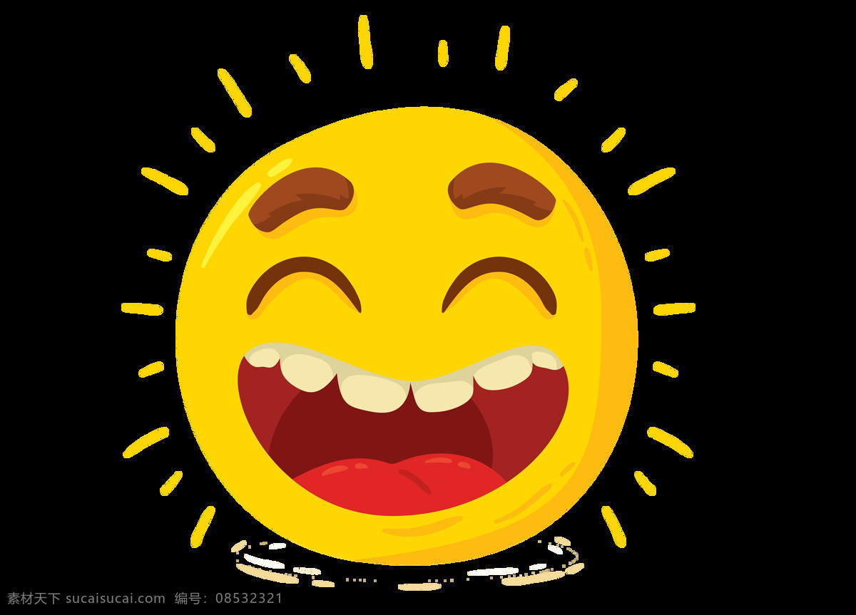卡通 黄色 太阳 公公 元素 笑脸 表情 绘画 png元素 免抠元素 透明元素
