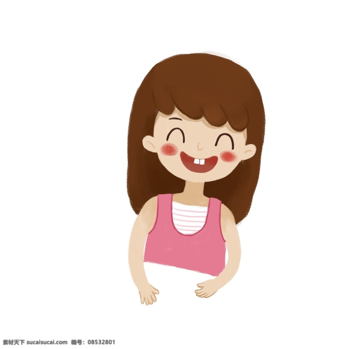 卡通 微笑 女孩子 人物 扁平化 乐观 可爱 开朗 女孩 女生