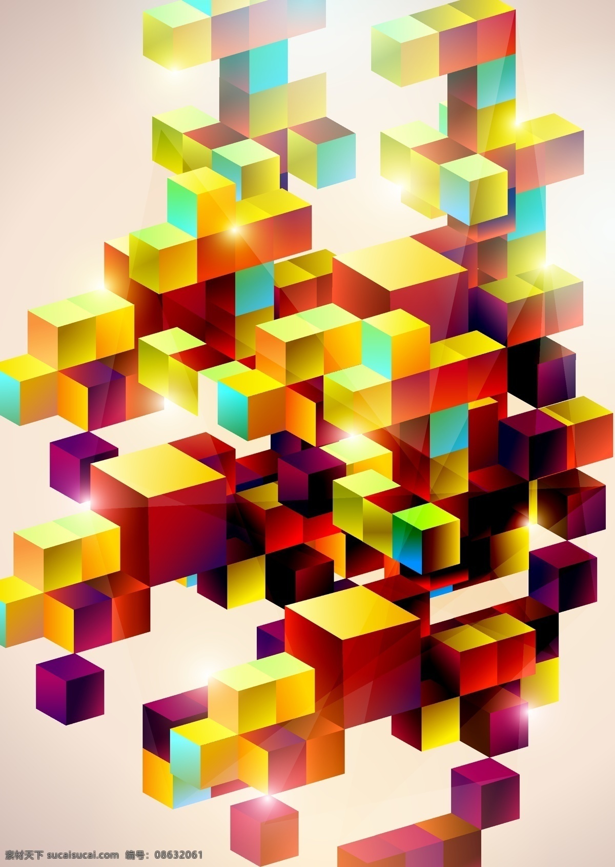 色彩 方块 矢量 背景 背景图 创意空间 空间设计 立体方块 立体空间 模板 三维 设计稿 素材元素 色彩方块 源文件 矢量图