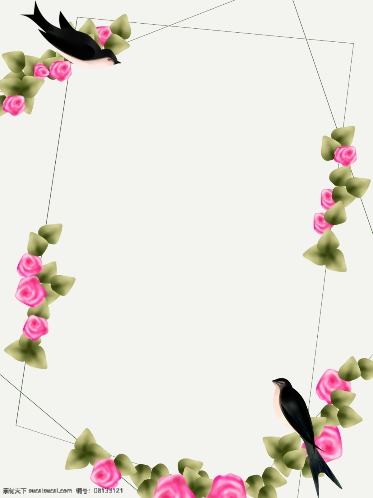 春天 节气 燕子 鲜花 背景 绿色 大自然 清新 粉色 玫瑰 情人 生机勃勃