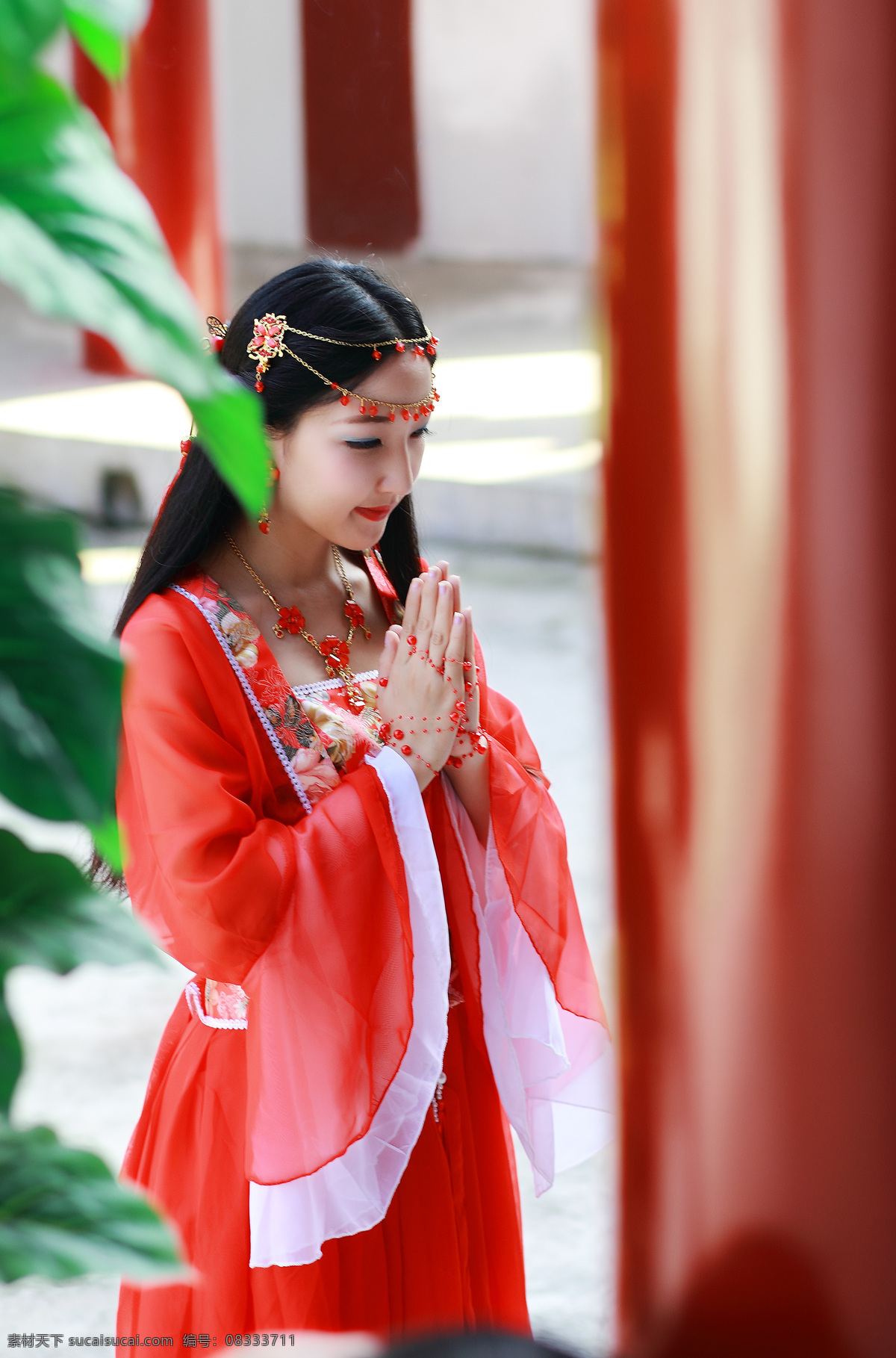 通城县 黄袍 山 古装 美女 黄袍山 古装美女 祈福 寺庙 风景区 湖北省 人物图库 人物摄影