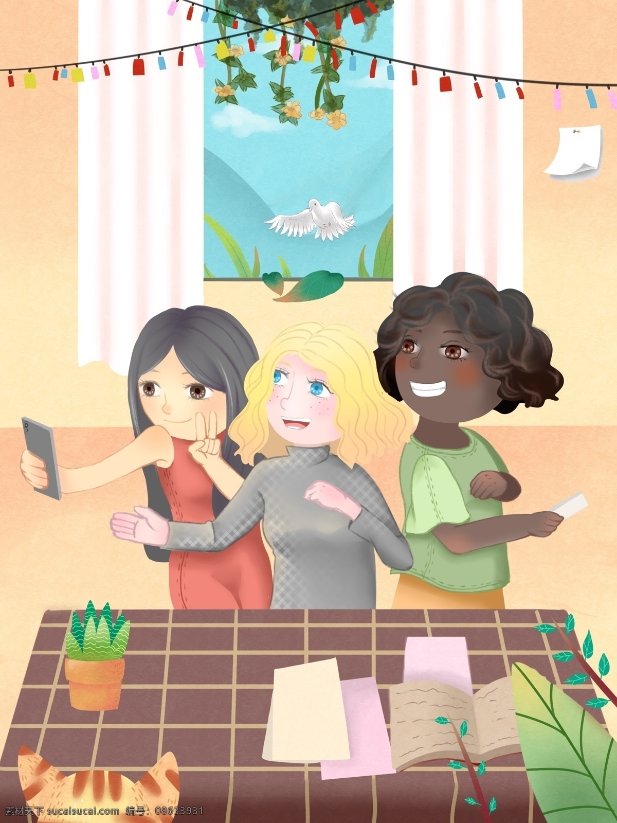 消除 种族歧视 国际 日 拍照 背景 创意 彩绘 唯美 插画 背景设计 自拍 国际日 宣传