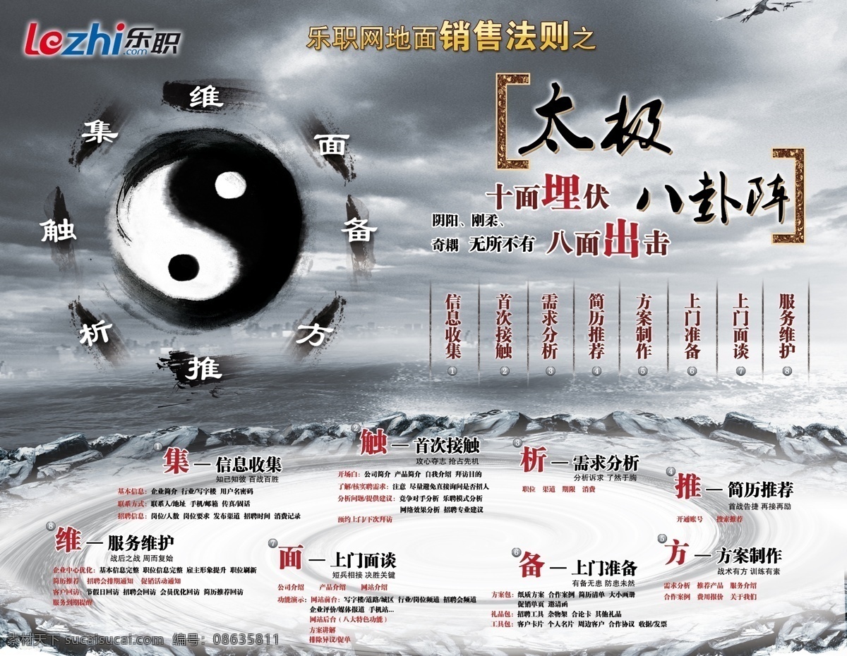 太极 八卦 冲击力 水墨 销售 招聘网 psd源文件