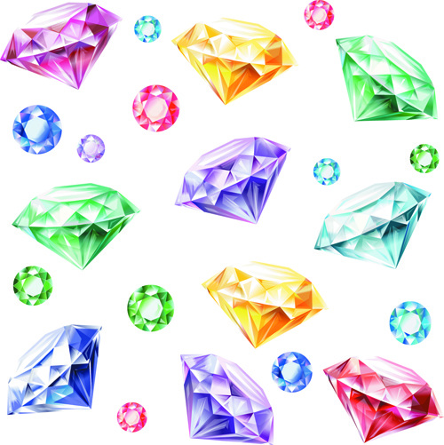 闪亮 彩色 钻石 矢量图 彩色钻石光泽