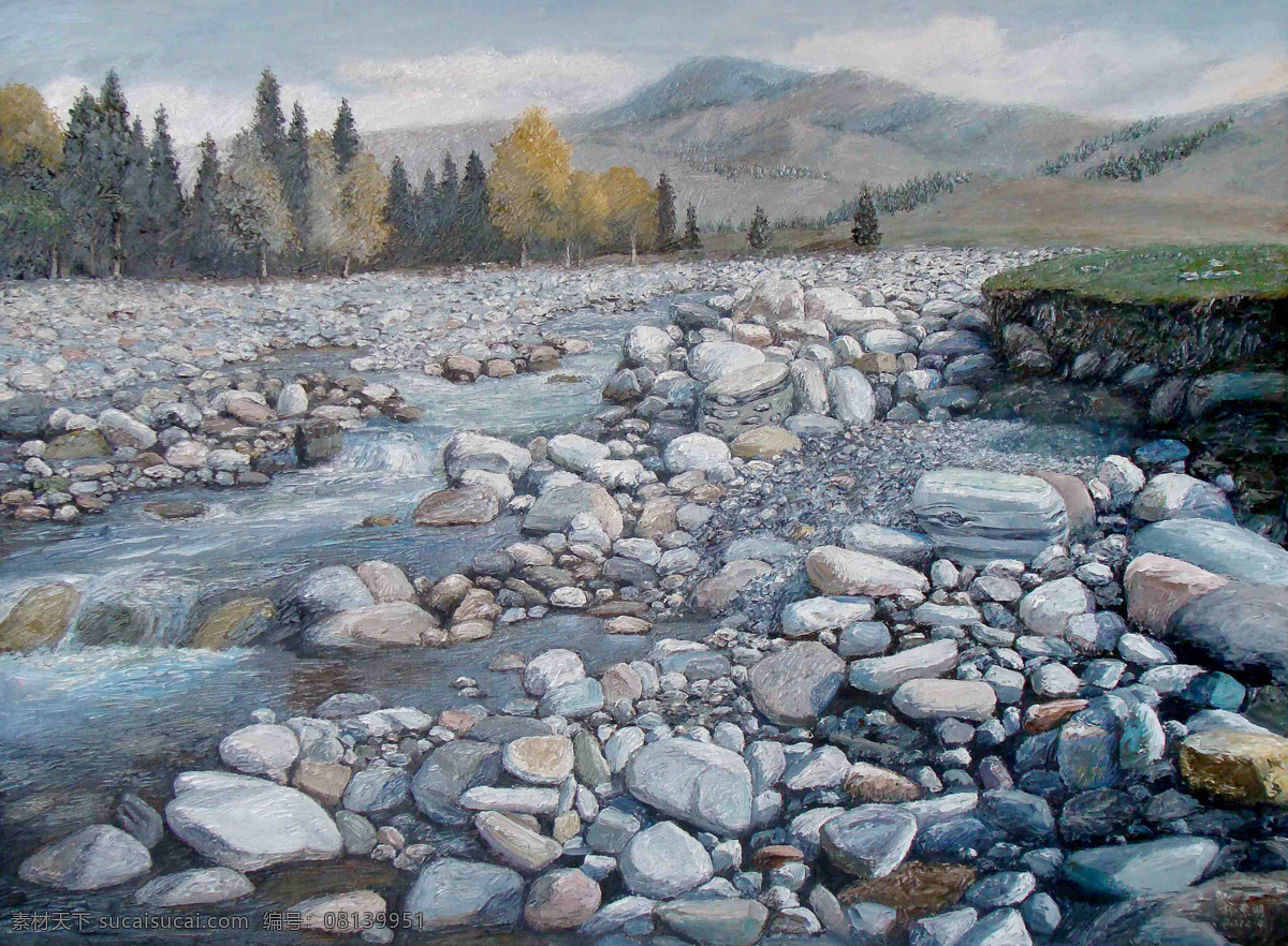 风景 绘画书法 美术 石头 树林 树木 文化艺术 石 音 脉 设计素材 模板下载 石音石脉 油画 山野 山溪 油画艺术