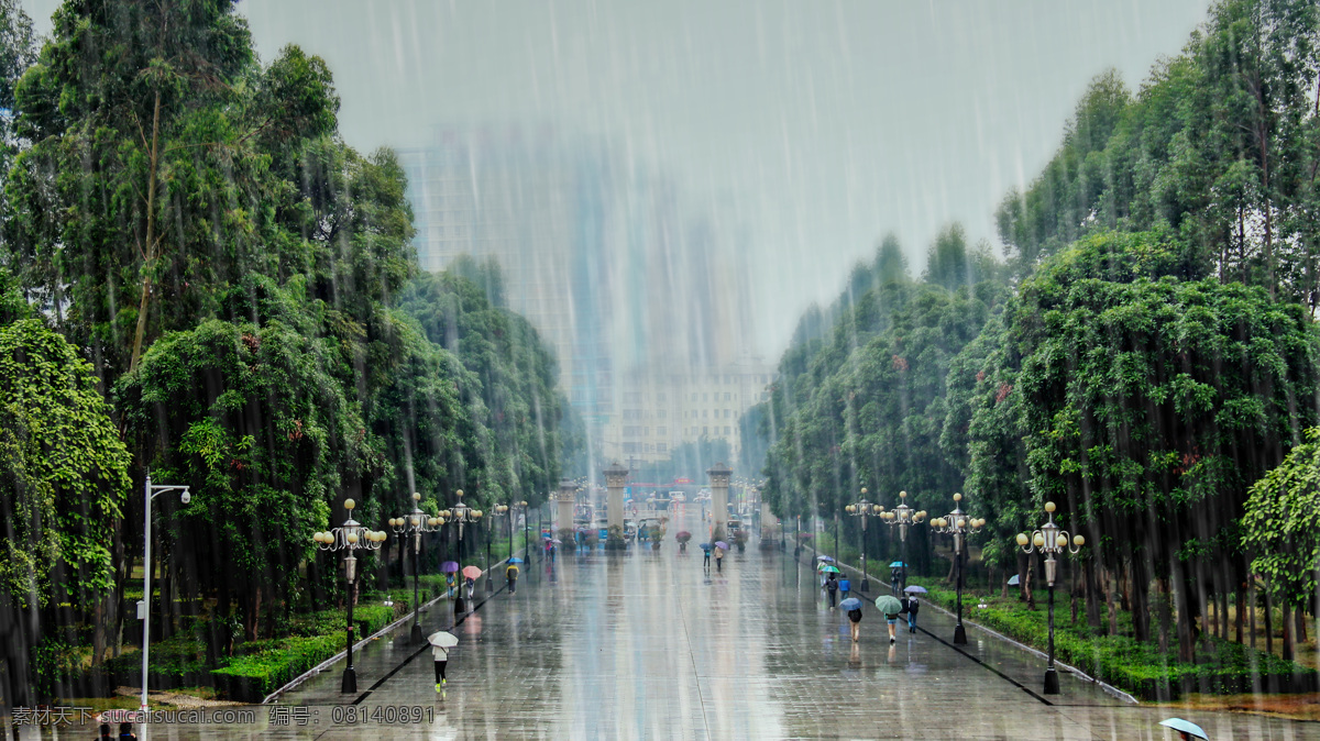 创意 下雨 校园 雨 雨滴 雨中 自然风景 雨景 校园雨景 雨蒙蒙 自然景观