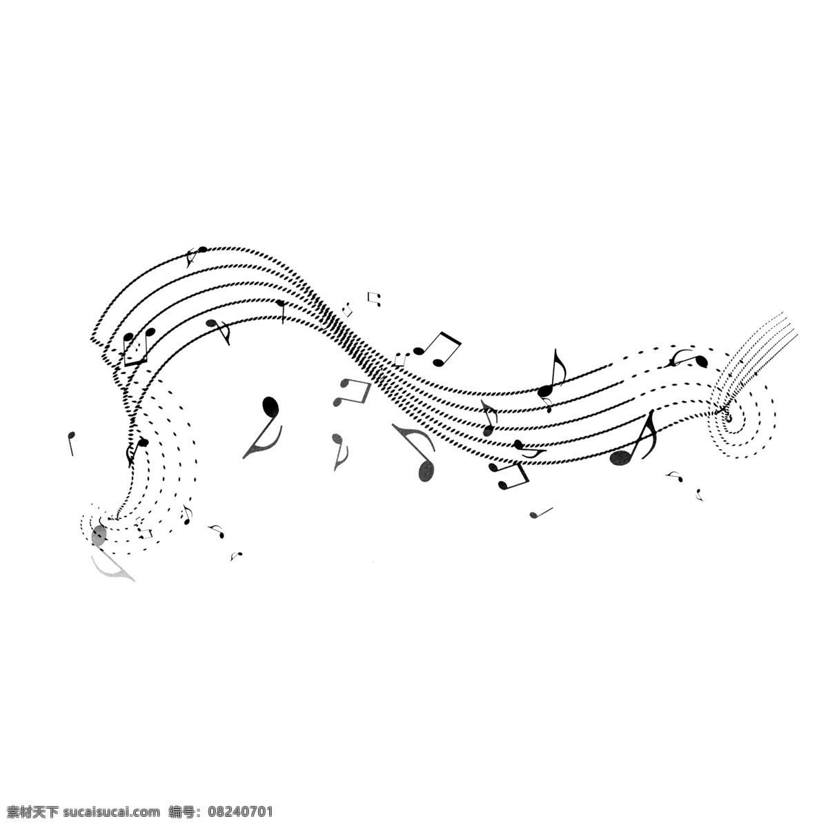 黑白 五线谱 音符 图案 音符矢量免抠 飘动五线谱 音乐符号 音符矢量 乐符