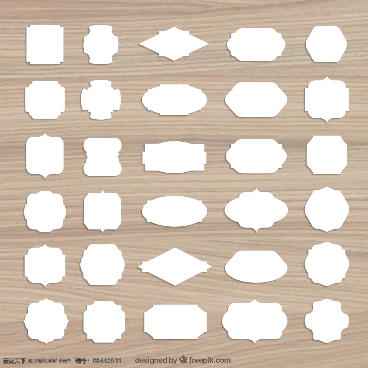 款 白色 标签 矢量 空白 木纹 纸质 矢量图 设计素材