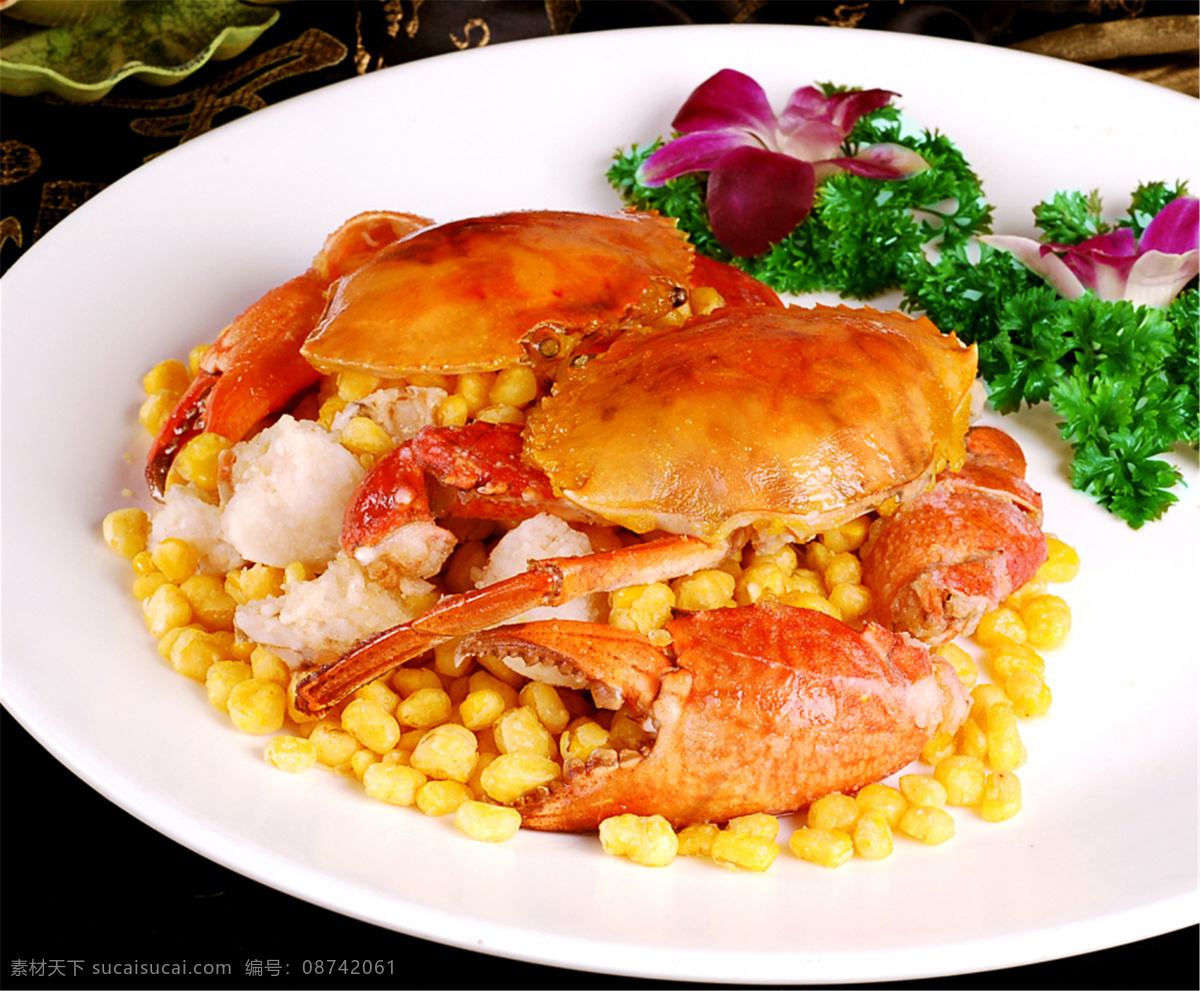 热金沙玉米蟹 美食 传统美食 餐饮美食 高清菜谱用图