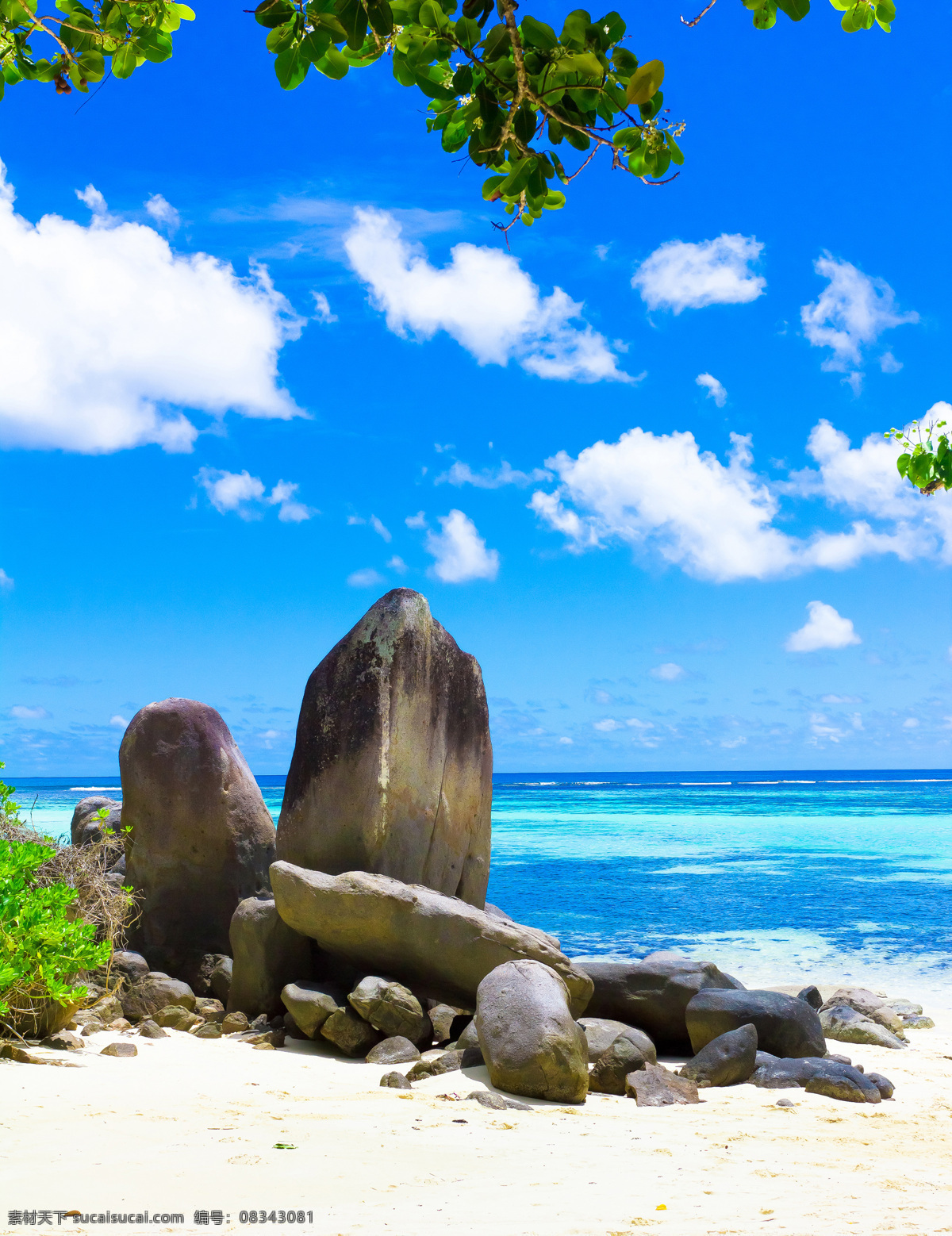 海边 自然 美景 大海 海水 海浪 石头 蓝天 白云 树 绿叶 自然美景 山水风景 风景图片