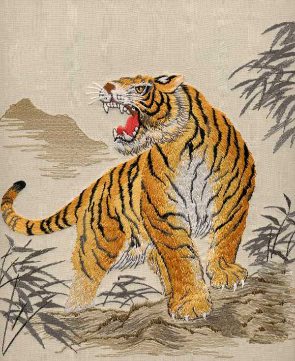 绣花免费下载 动物 服装图案 老虎 树 绣花 植物 面料图库 服装设计 图案花型