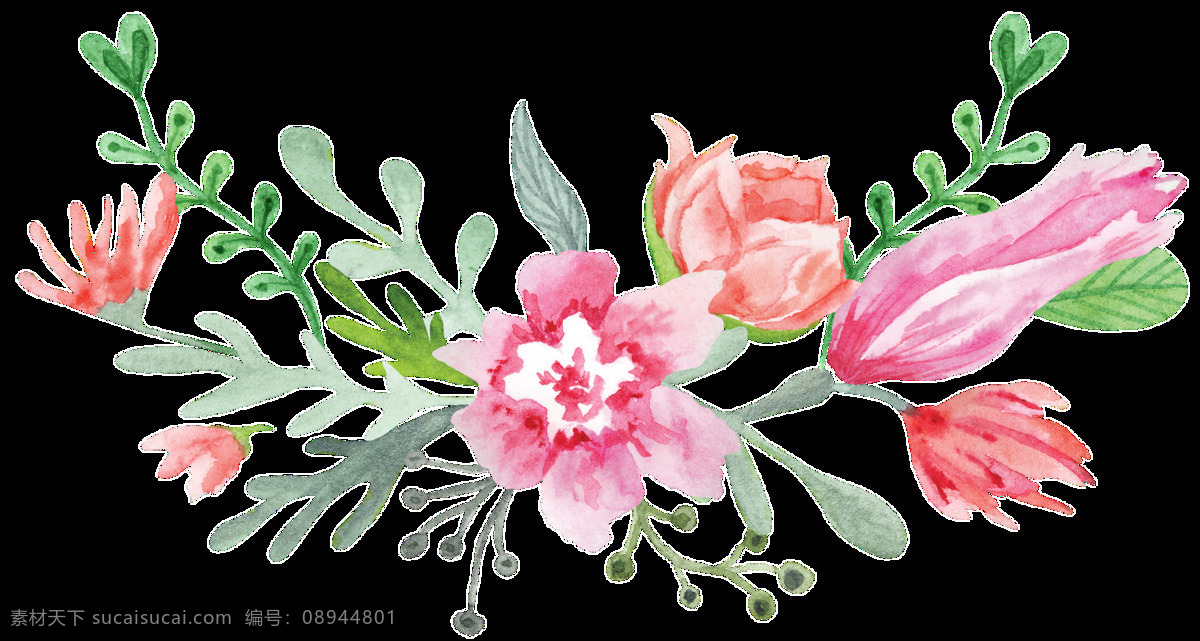 水彩 彩色 鲜花 合集 红色 绿色 花朵 插画 粉色 白色 花束 花瓣 花卉 绿叶 叶子 植物 卡通 免 扣 装饰图案 透明素材 淘宝 手账素材
