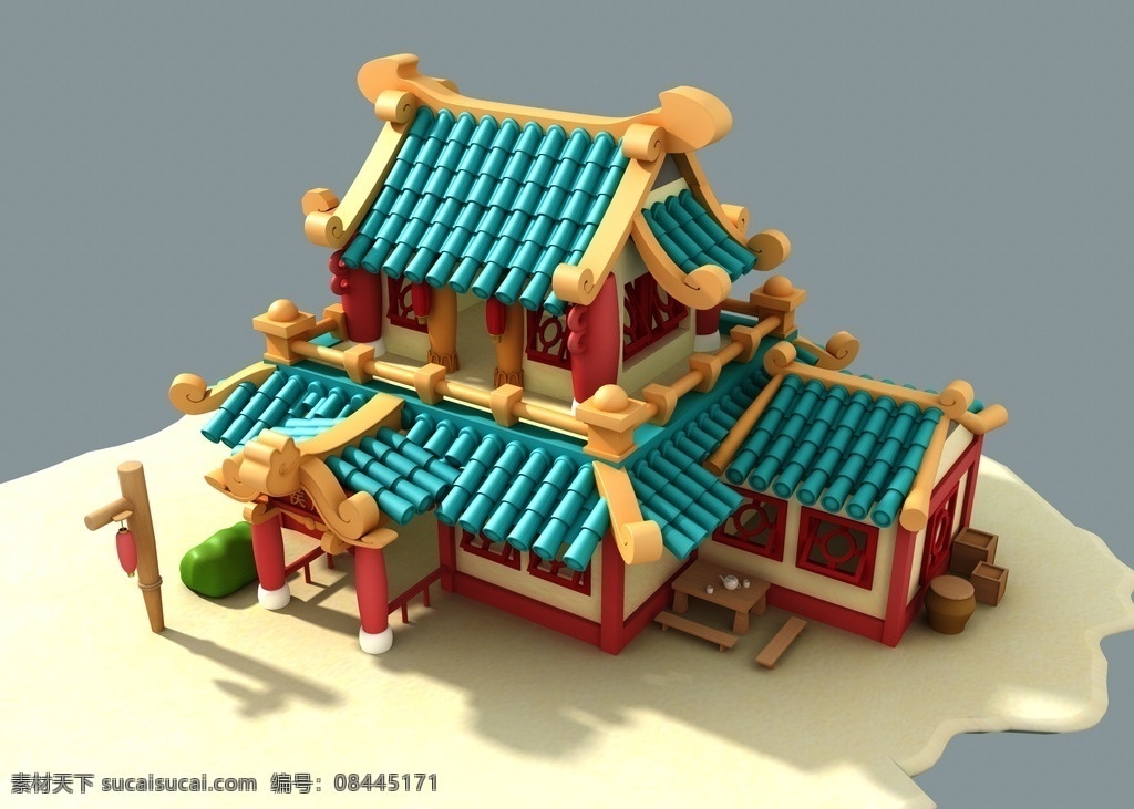 精致 古代 小楼 maya3d 模型 精致模型 3d模型 maya模型 小楼模型 古代客栈 3d设计 其他模型 mb