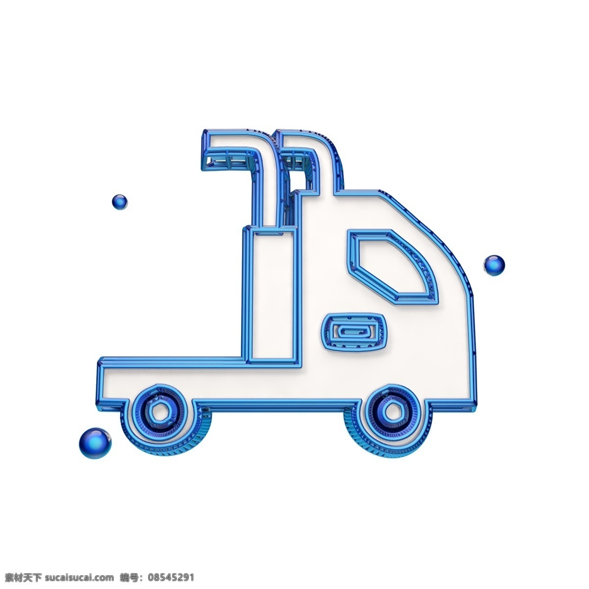 立体 货车 车头 图标 蓝色 货车车头