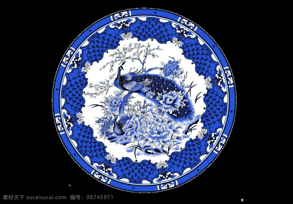 青花瓷 样式 图标 圆形图标 中国风 元素 免 抠 透明