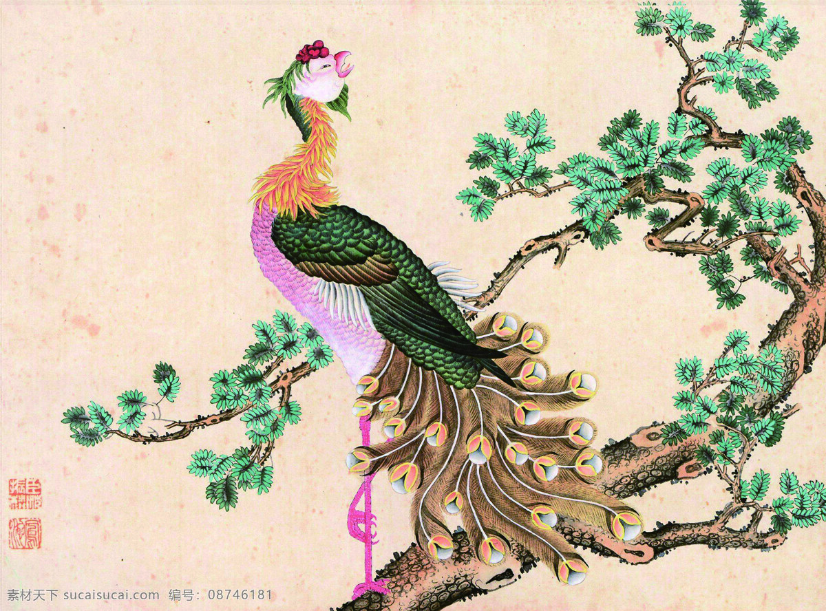 凤凰图 中国画 工笔花鸟 凤凰 刺绣画 国画花鸟 花鸟画专辑一 文化艺术 绘画书法