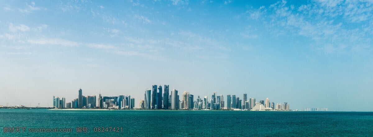 大海 城市 天空 背景 海水 远景 蓝天 白云