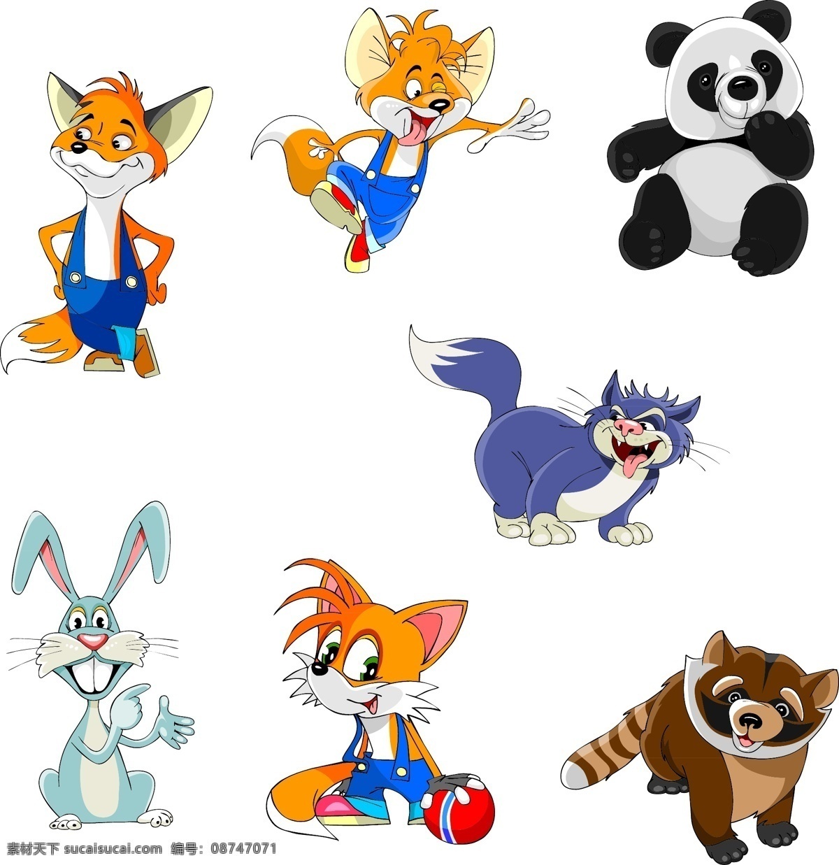 小兔子 小狐狸 浣熊 狐狸 兔子 熊猫 小猫 卡通动物 小动物 可爱动物 卡通设计