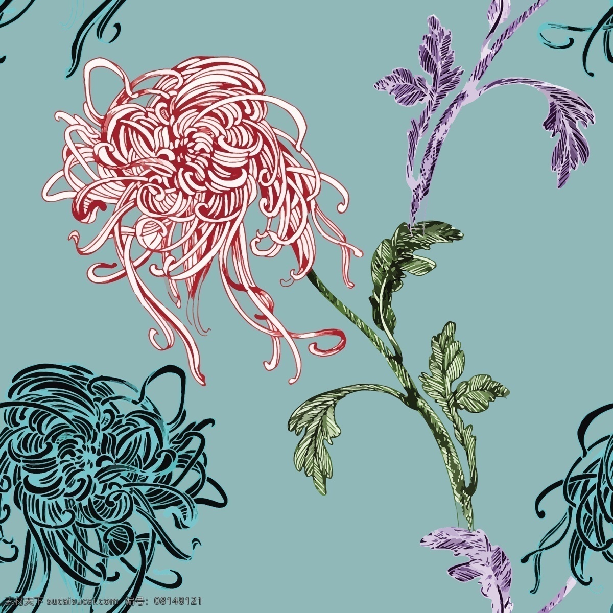 满身图案 实花卉 唯美 花枝 家纺印花 数码印花 女装 时尚花卉 艺术效果 家纺四件套 面料定位印花 设计元素 四方连续 墙纸 壁纸 产品图案 窗帘图案 无框画 北欧风素材 水彩画 自然元素 叶子 植物手绘 植物 植物花卉 花卉设计 面料设计 植物设计 花卉面料 面料花卉 花 草 菊花 生物世界 花草