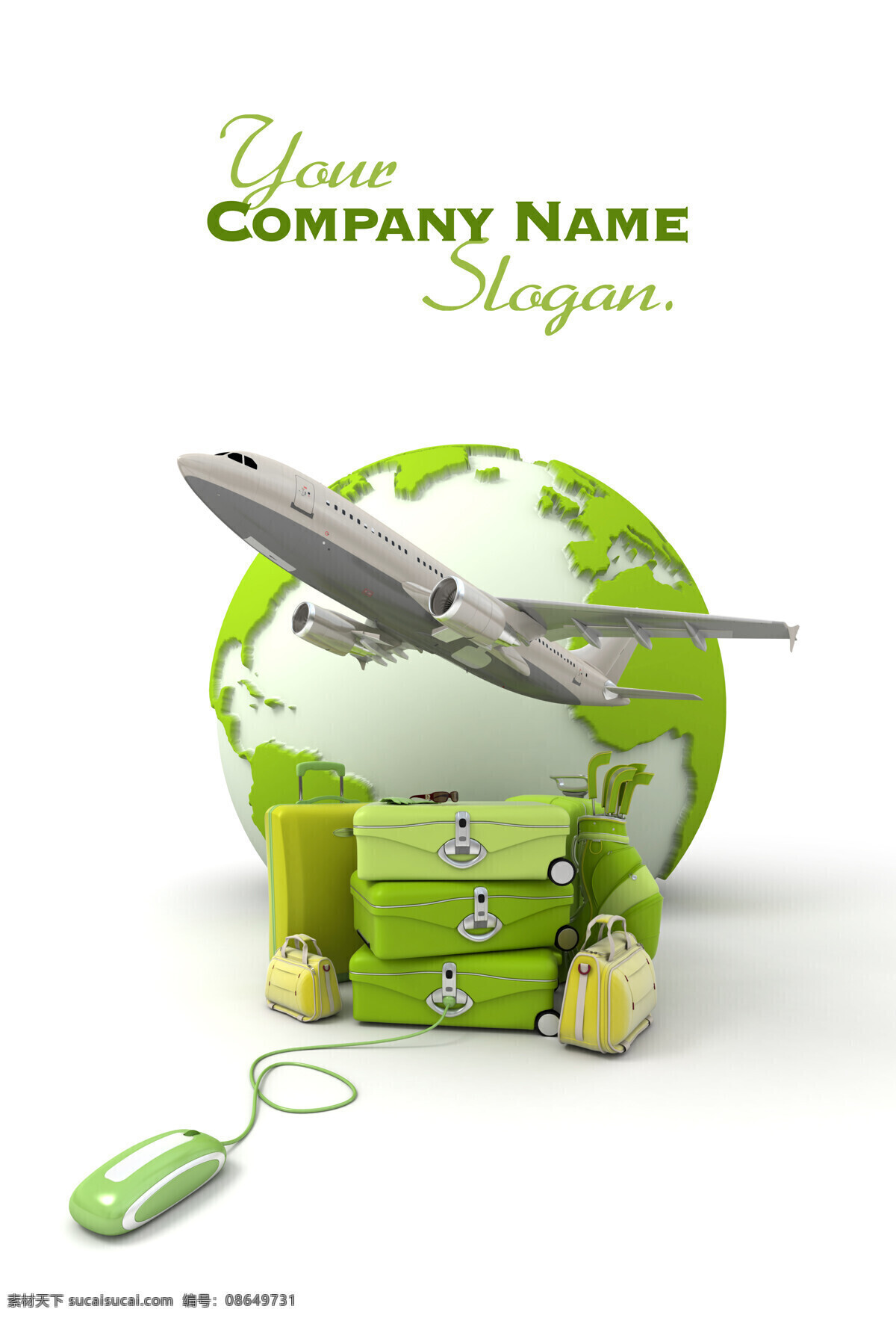 电子商务 设计素材 电子 科技 飞机 办公 商务 行李 鼠标 插画 商业插画 商务金融 3d作品 3d设计
