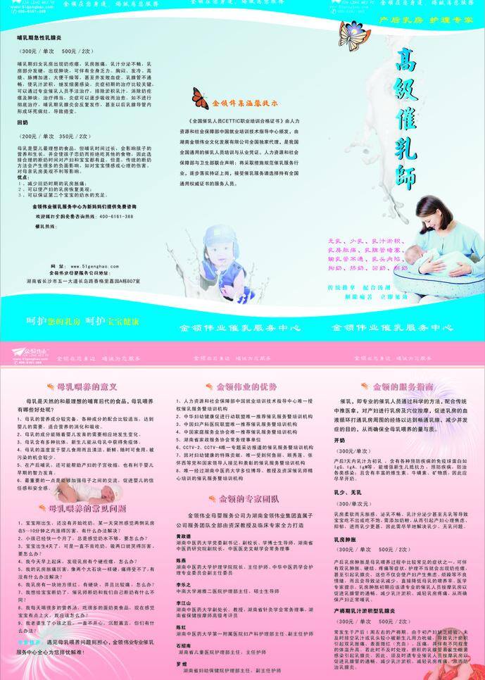 蝴蝶 妈妈 婴儿 专家团队 高级 催乳 师 三 折页 曲线 金领伟业标志 护士专家 产后乳房 矢量
