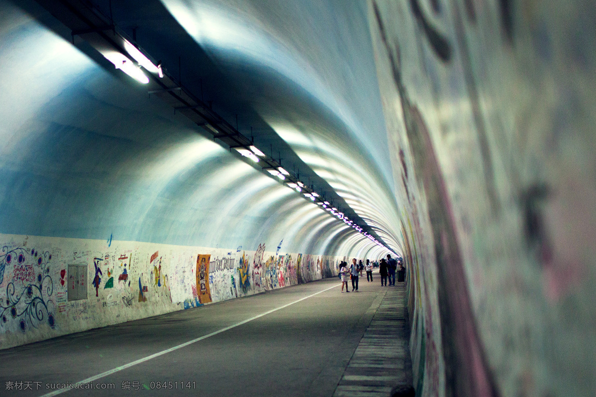 厦门大学隧道 厦门大学 芙蓉隧道 隧道 笔直 涂鸦 地面 灯光 旅游摄影 自然风景 灰色