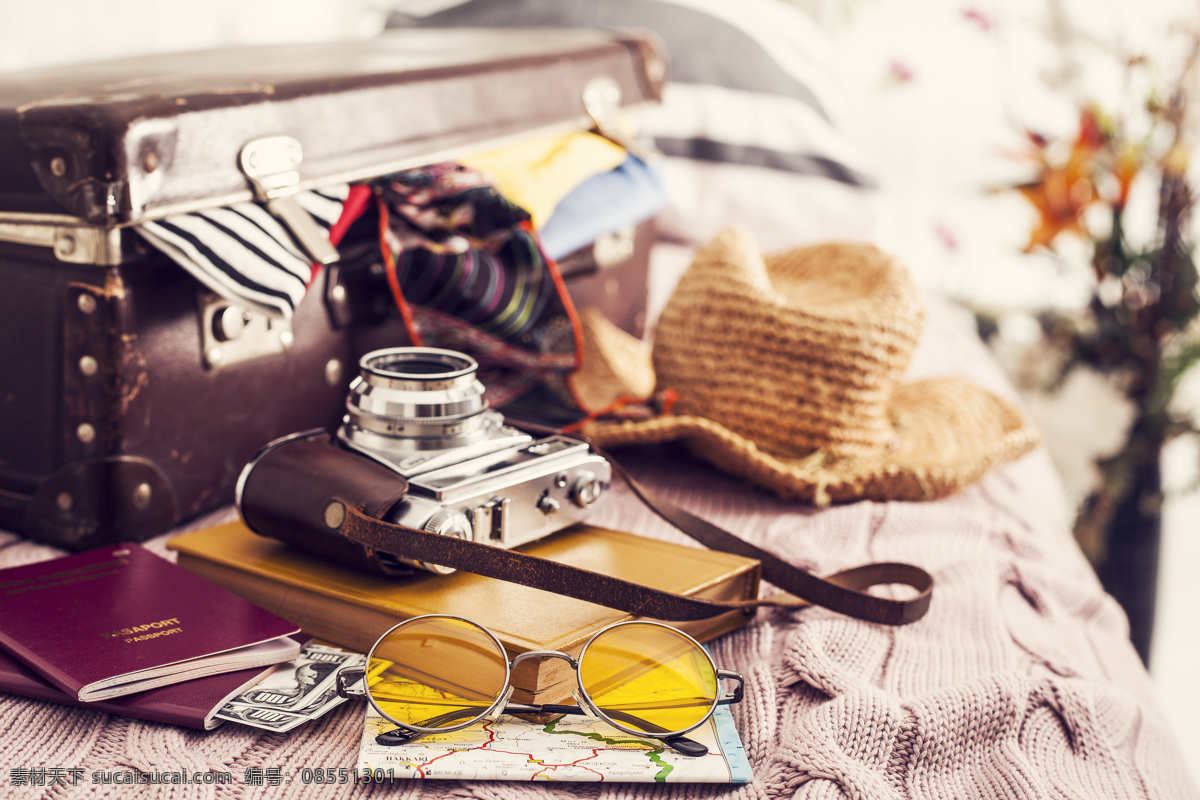 旅行素材 旅行 旅游 环游 出行 出发 旅行箱包 帽子 国外旅游 生活百科 生活素材